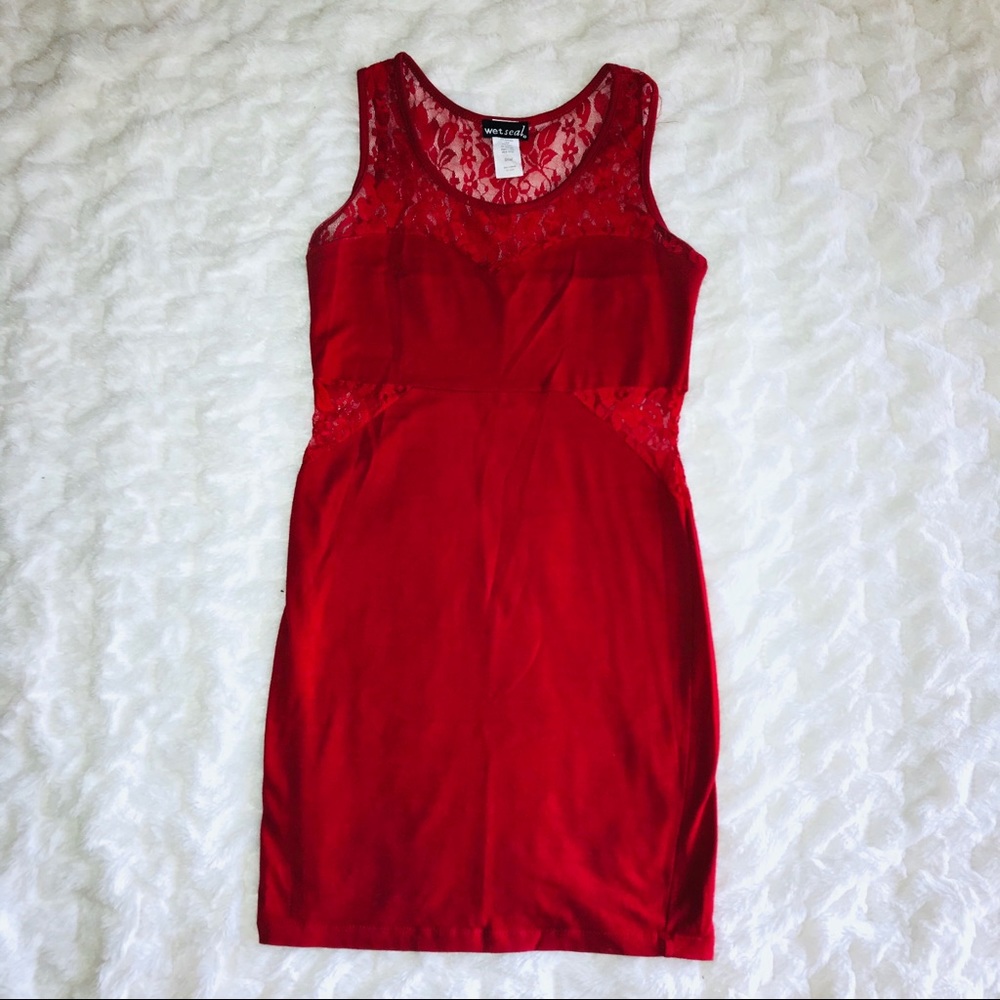 Red Lace Bodycon Dress - Wet Seal